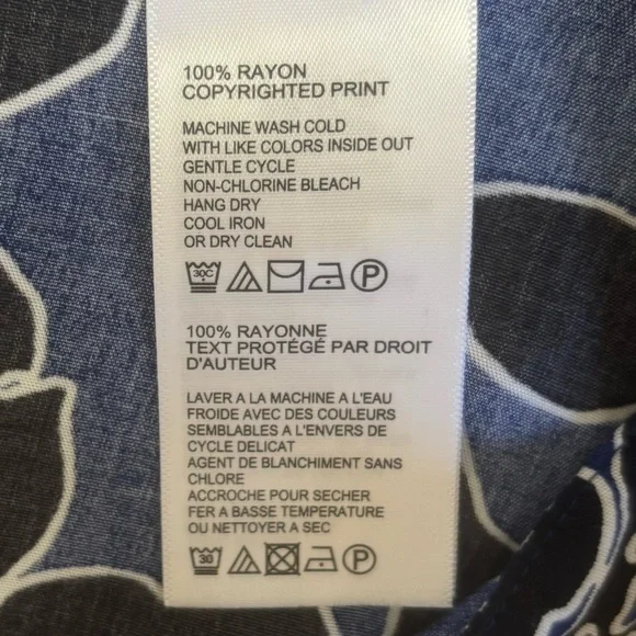 NWT Tommy Bahama Forte Floral Midi Skirt Size 16 Blue Black White Rayon - Picture 14 of 15